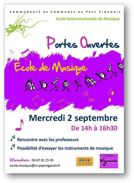 Portes ouvertes de l'école de musique: mercredi 2 septembre