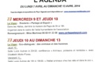 Agenda du Lund 7 avril au Dimanche 13 avril